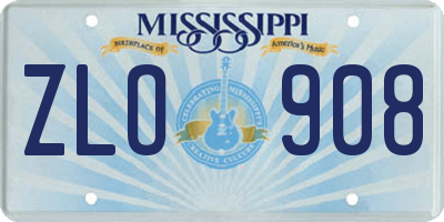 MS license plate ZLO908