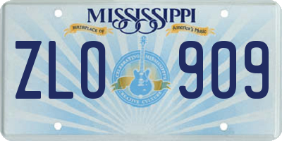 MS license plate ZLO909