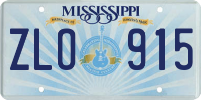 MS license plate ZLO915