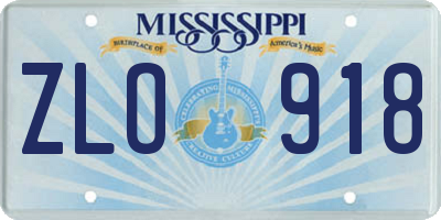 MS license plate ZLO918