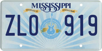 MS license plate ZLO919