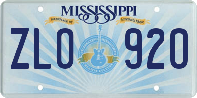 MS license plate ZLO920