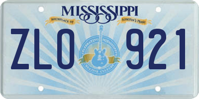 MS license plate ZLO921