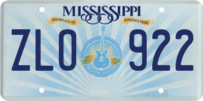 MS license plate ZLO922