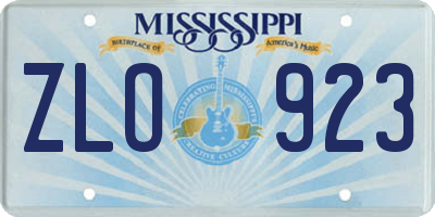 MS license plate ZLO923