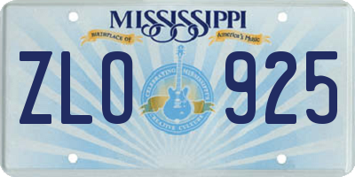 MS license plate ZLO925