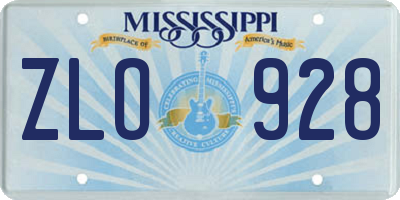 MS license plate ZLO928