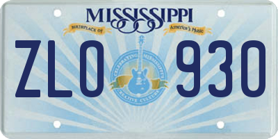 MS license plate ZLO930