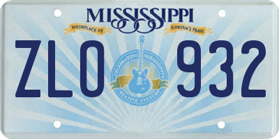 MS license plate ZLO932