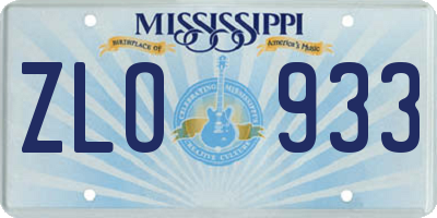 MS license plate ZLO933
