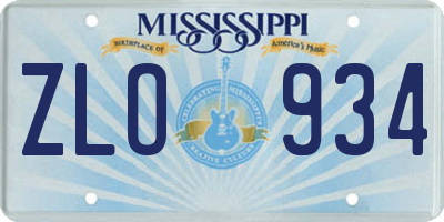 MS license plate ZLO934