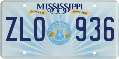 MS license plate ZLO936