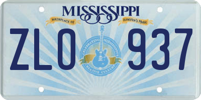 MS license plate ZLO937