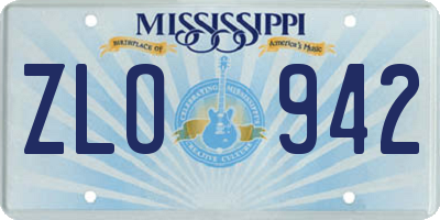 MS license plate ZLO942