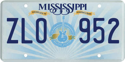 MS license plate ZLO952