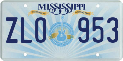 MS license plate ZLO953