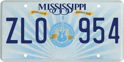 MS license plate ZLO954
