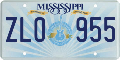 MS license plate ZLO955