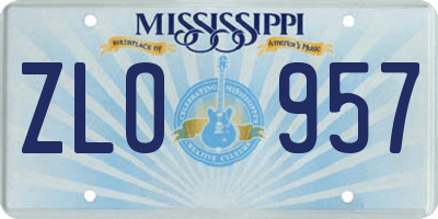 MS license plate ZLO957