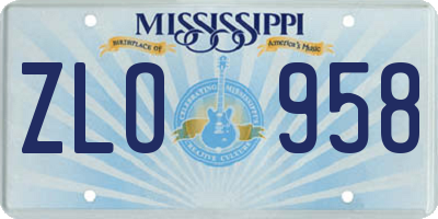 MS license plate ZLO958