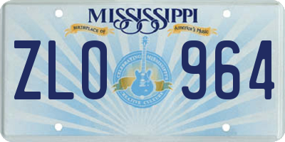 MS license plate ZLO964