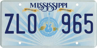 MS license plate ZLO965