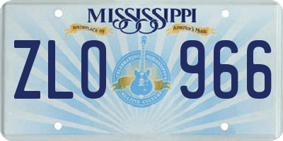 MS license plate ZLO966