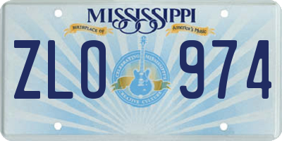 MS license plate ZLO974