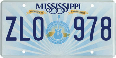 MS license plate ZLO978