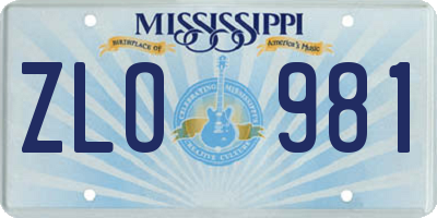 MS license plate ZLO981
