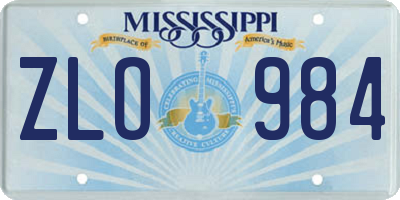 MS license plate ZLO984