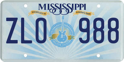 MS license plate ZLO988
