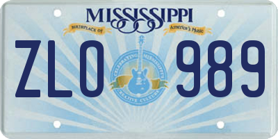 MS license plate ZLO989