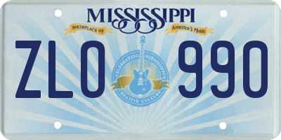 MS license plate ZLO990
