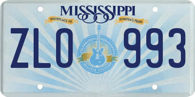 MS license plate ZLO993