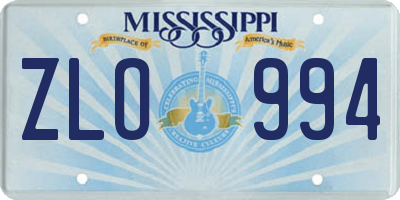 MS license plate ZLO994