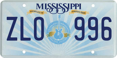MS license plate ZLO996