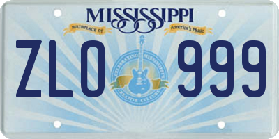 MS license plate ZLO999