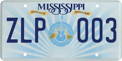 MS license plate ZLP003