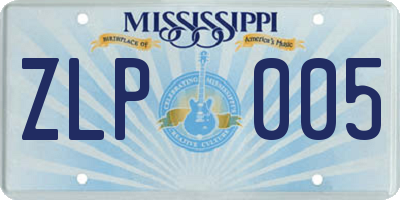 MS license plate ZLP005