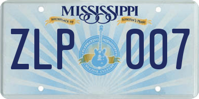 MS license plate ZLP007