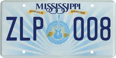MS license plate ZLP008