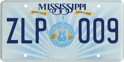 MS license plate ZLP009