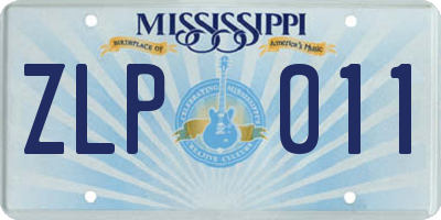 MS license plate ZLP011