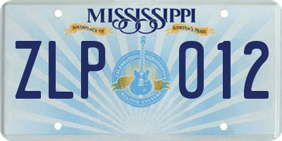 MS license plate ZLP012