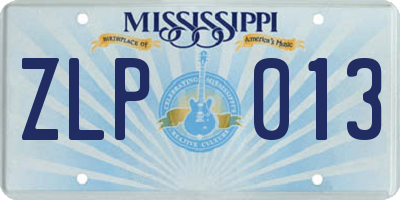 MS license plate ZLP013