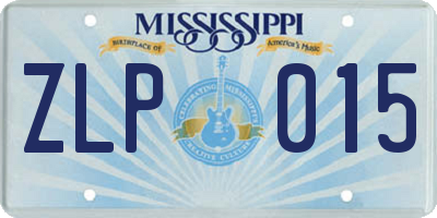 MS license plate ZLP015