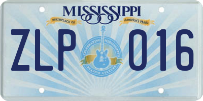 MS license plate ZLP016