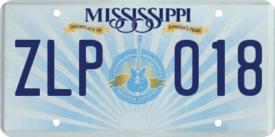 MS license plate ZLP018