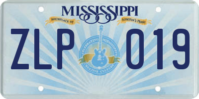 MS license plate ZLP019